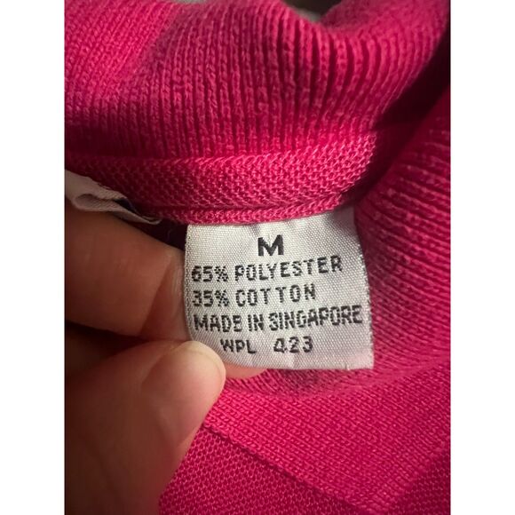 VTG Levi's Men Polo T-Shirt Short Sleeve Embroider Single Stitch Pink Medium - Picture 5 of 6